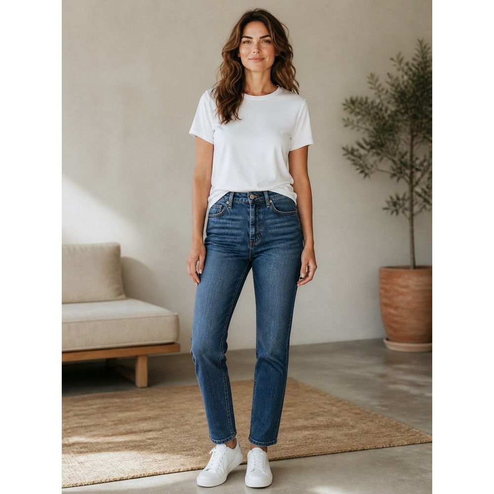 James Jeans Hunter Flat Straight Leg Jeans Womens 29 Fetch Dark Wash Stretch USA